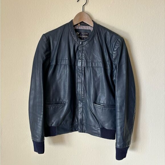 Pierre Cardin Leather Blue Shirt Jacket Size M - Picture 1 of 8